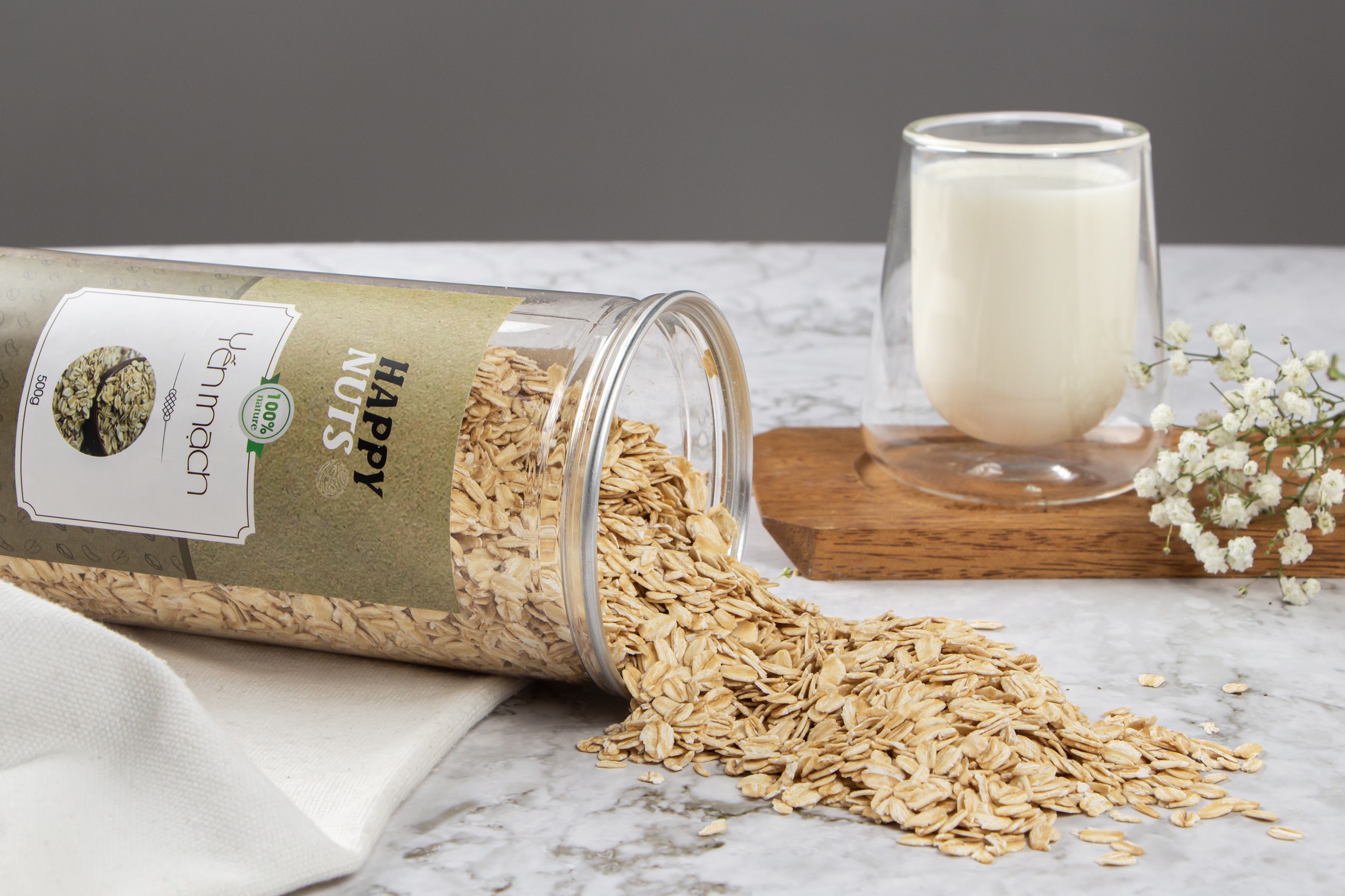 Yến mạch tươi Úc Happy Nuts hộp 500gr